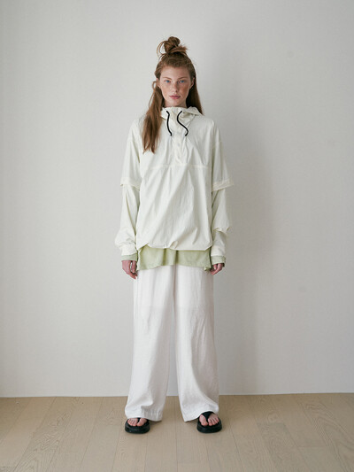 string wide pants white