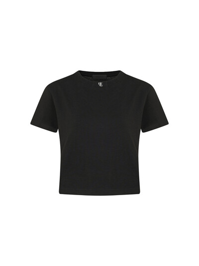 needlework crop t-shirt black