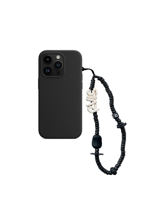 nature beads phone strap black