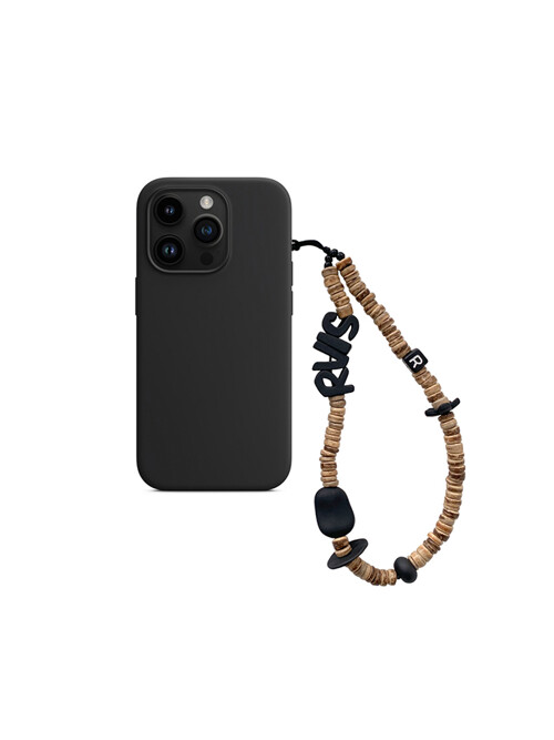 nature beads phone strap brown