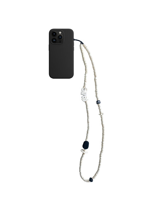 nature beads crossbody  phone strap cream