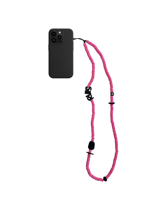 nature beads crossbody  phone strap pink