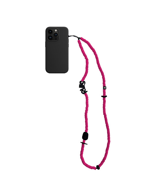 nature beads crossbody  phone strap magenta