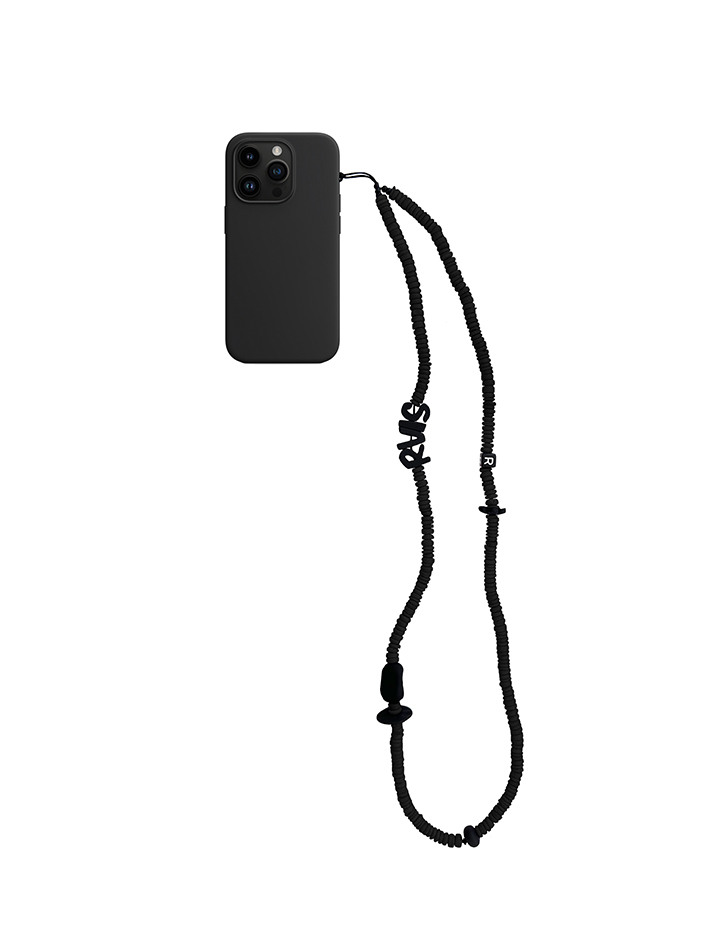 nature beads crossbody  phone strap jet black