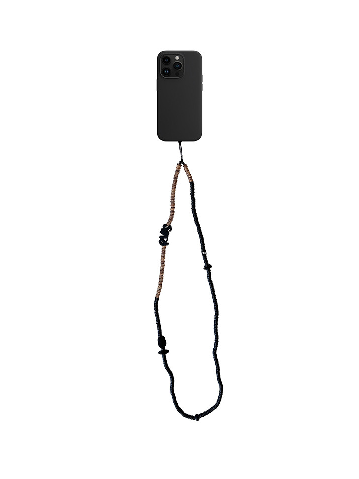 nature beads crossbody phone strap brown mix