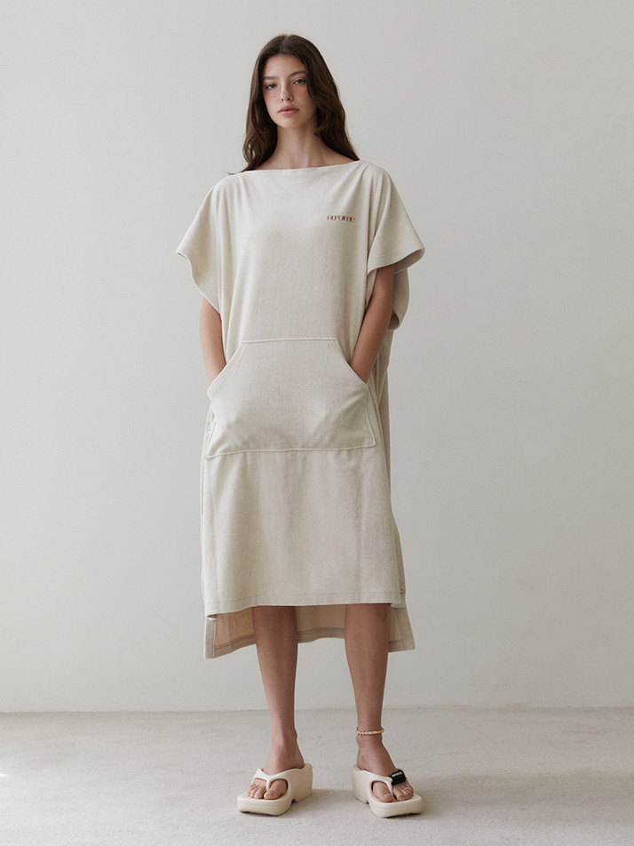 RVIS terry twoway poncho cream