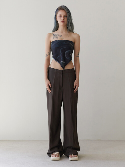 string wide pants brown