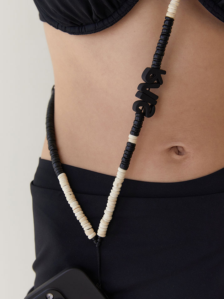 nature beads crossbody phone strap cream mix