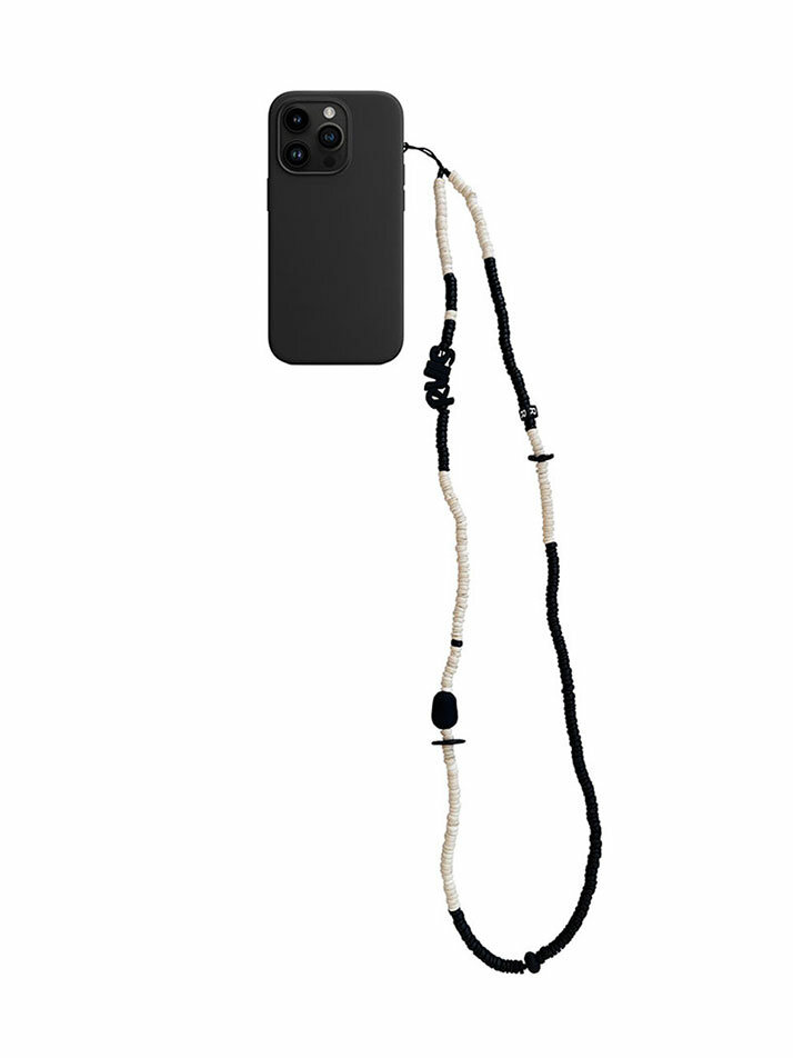 nature beads crossbody phone strap cream mix