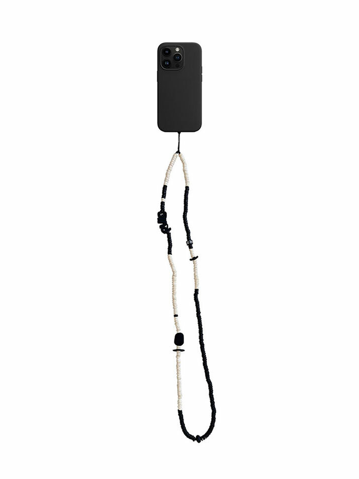 nature beads crossbody phone strap cream mix