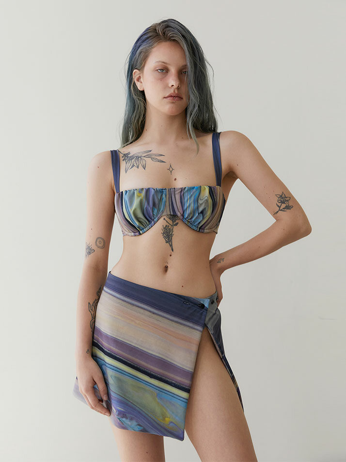 RVIS shirring bikini skirt multi