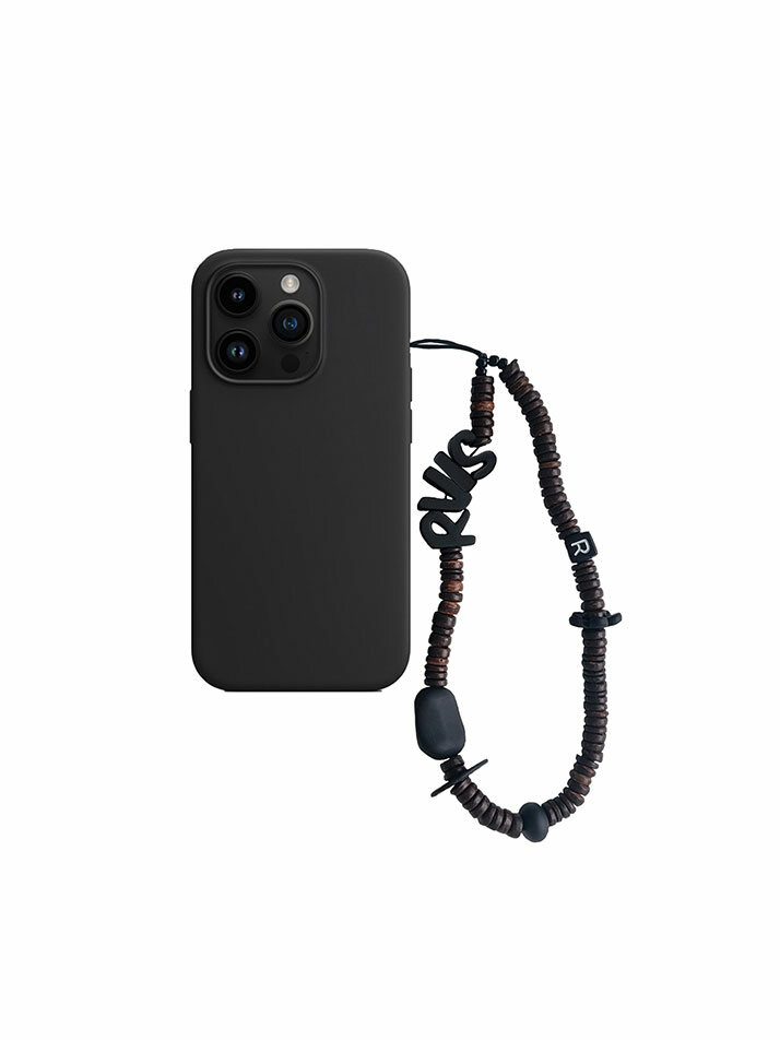 nature beads phone strap dark brown