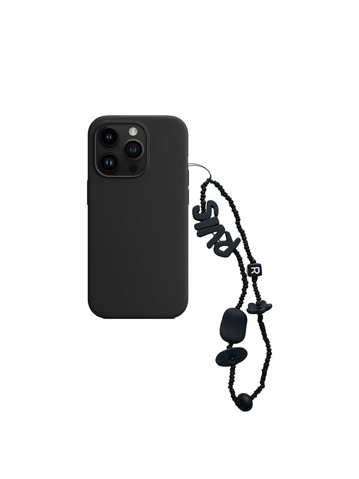 thin beads phone strap black