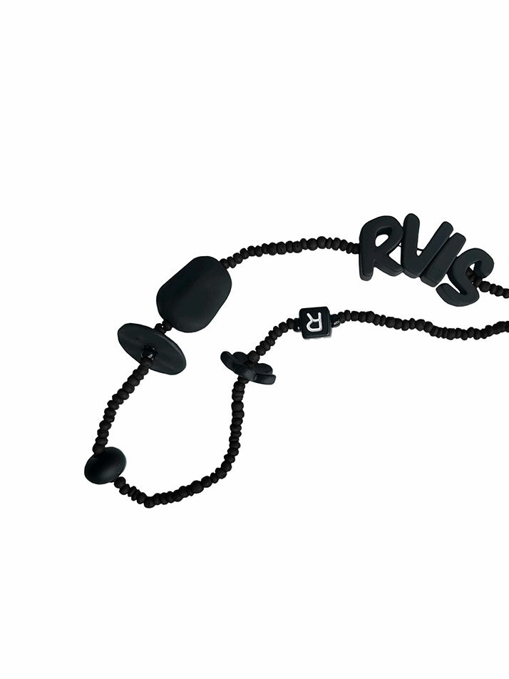 thin beads phone strap black