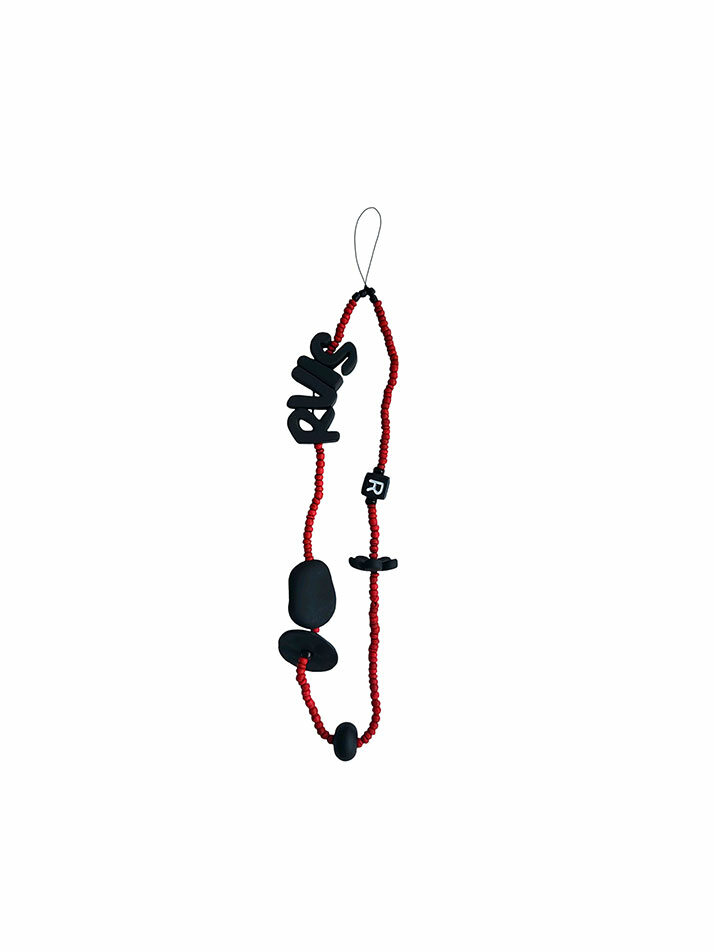 thin beads phone strap red