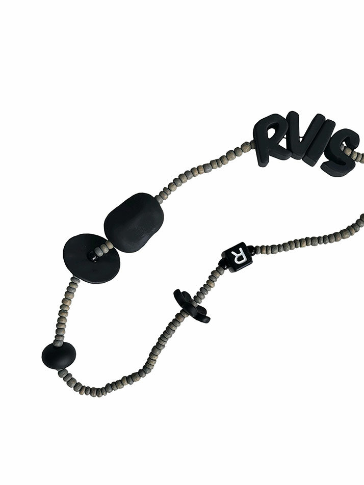 thin beads phone strap wood grey