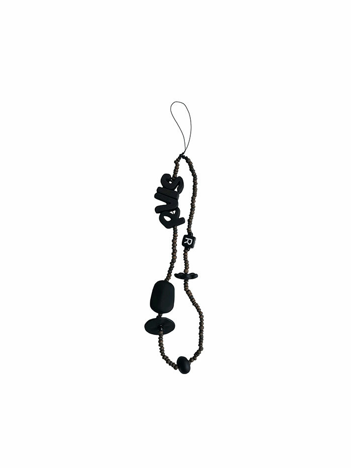 thin beads phone strap khaki brown