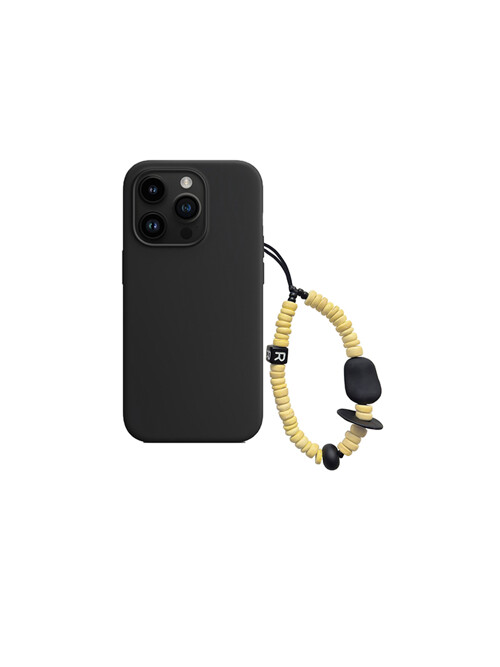nature beads phone strap short yellow