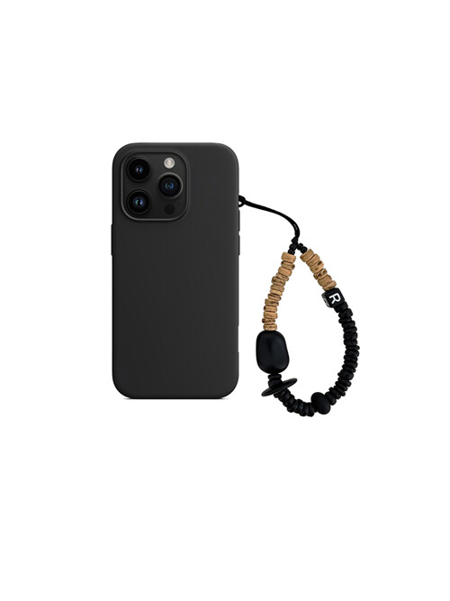 nature beads phone strap short brown mix