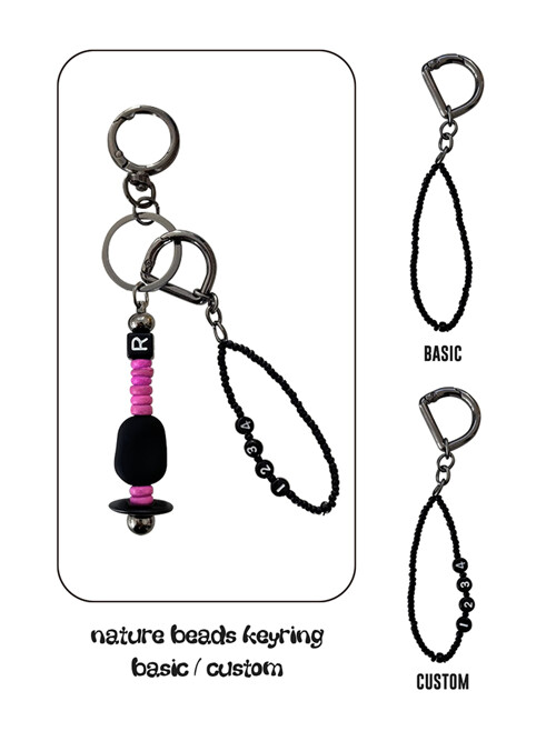 nature beads keyring magenta