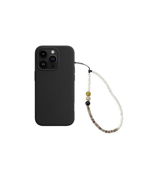 gemstone beads phone strap ivory+brown