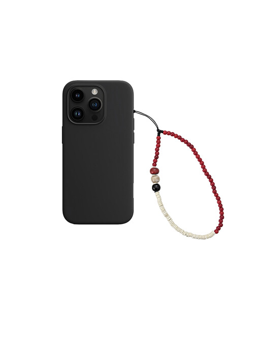 gemstone beads phone strap red+ivory
