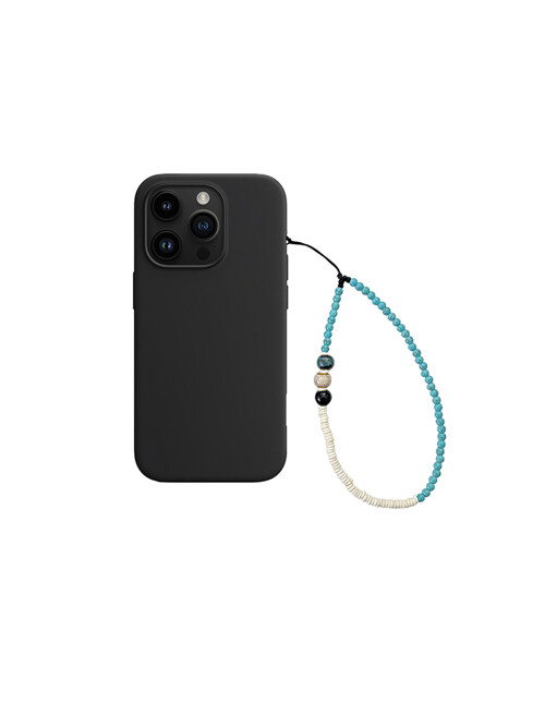 gemstone beads phone strap turquoise+ivory