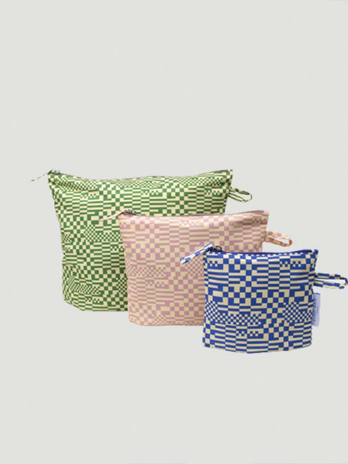 [KINDBAG] 제로웨이스트 파우치3셋트 체크패턴