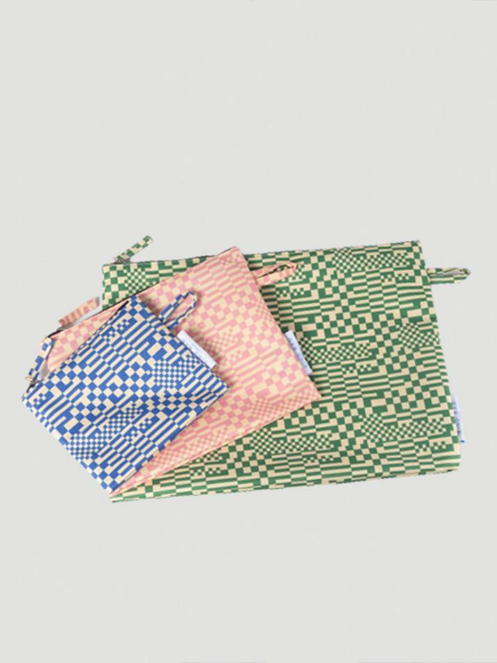 [KINDBAG] 제로웨이스트 파우치3셋트 체크패턴