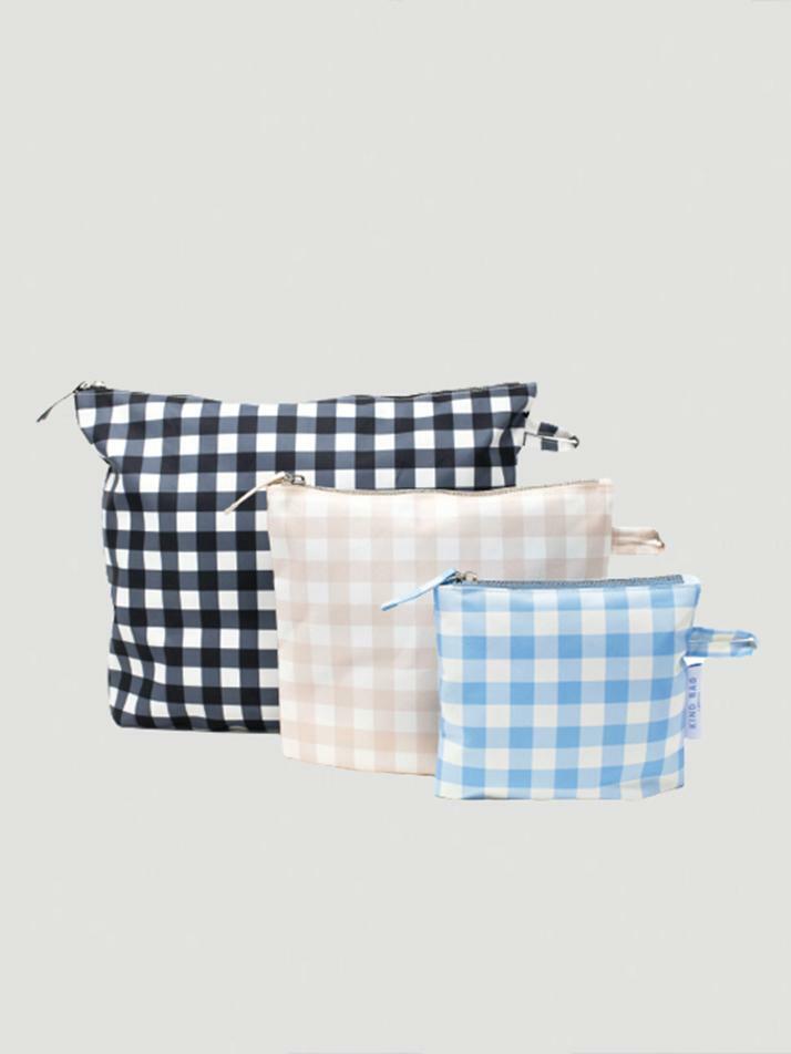 [KINDBAG] 제로웨이스트 파우치3셋트  깅험패턴