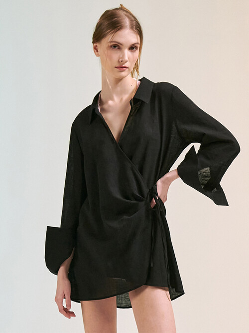 랩 블라우스_블랙