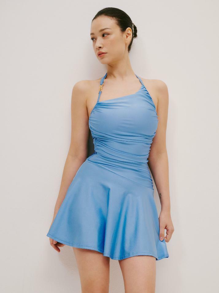스퀘어 브라이트 원피스 수영복 프로방스 블루 