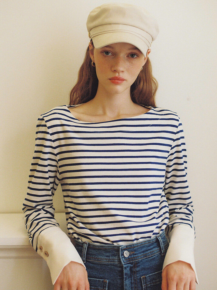 Stripe Cuffs T_ Cobalt Blue