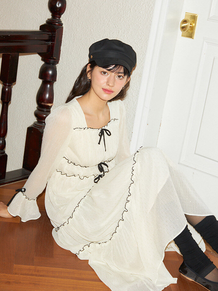 Glitter Chiffon Princess Dress_ Ivory