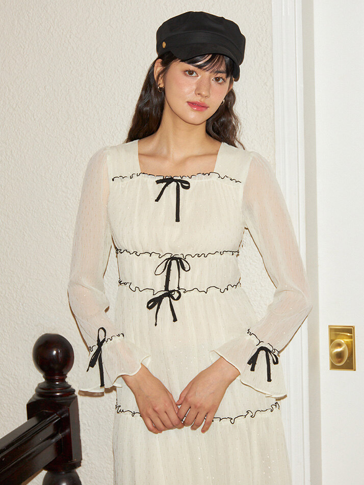 Glitter Chiffon Princess Dress_ Ivory