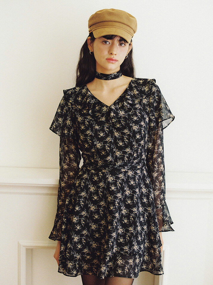 Choker Chiffon Mini Dress_ Black