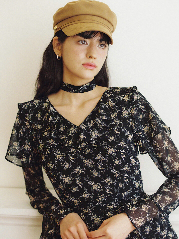 Choker Chiffon Mini Dress_ Black