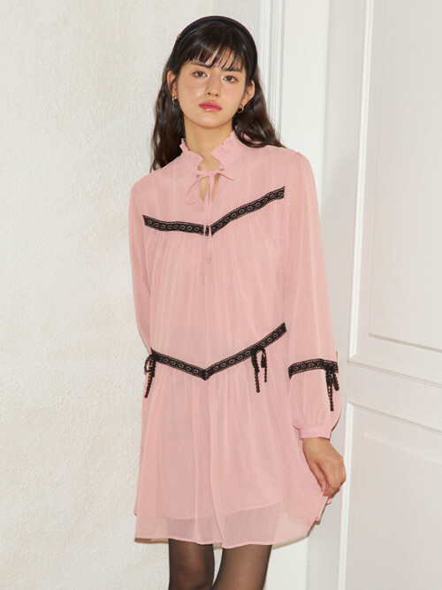 Romantic Chiffon  Dress_ Pink