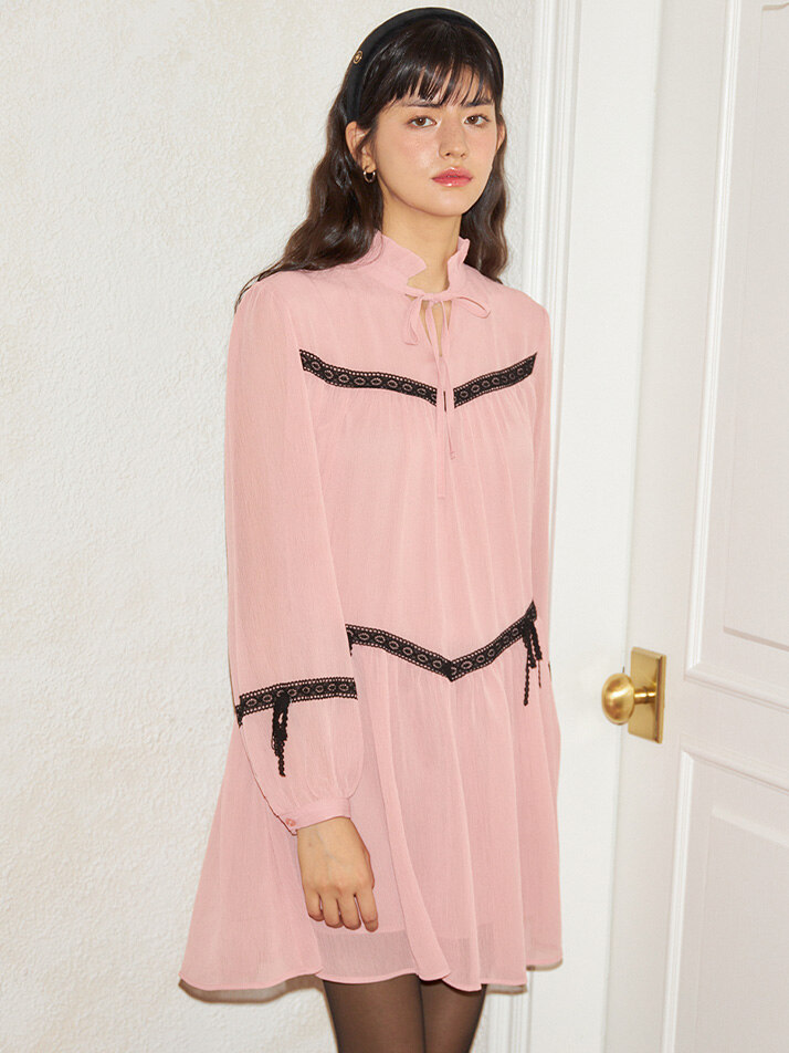 Romantic Chiffon  Dress_ Pink