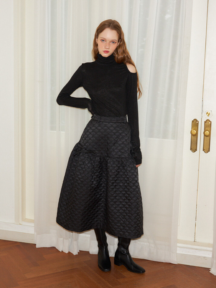 Ribbon Quilting Skirt_ Black