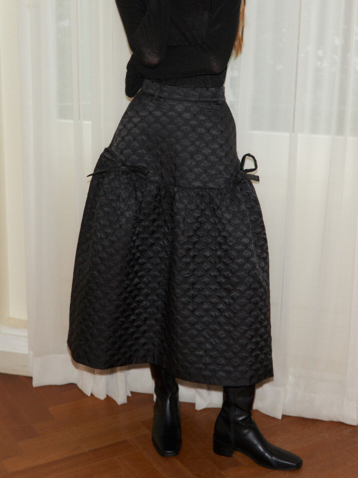 Ribbon Quilting Skirt_ Black
