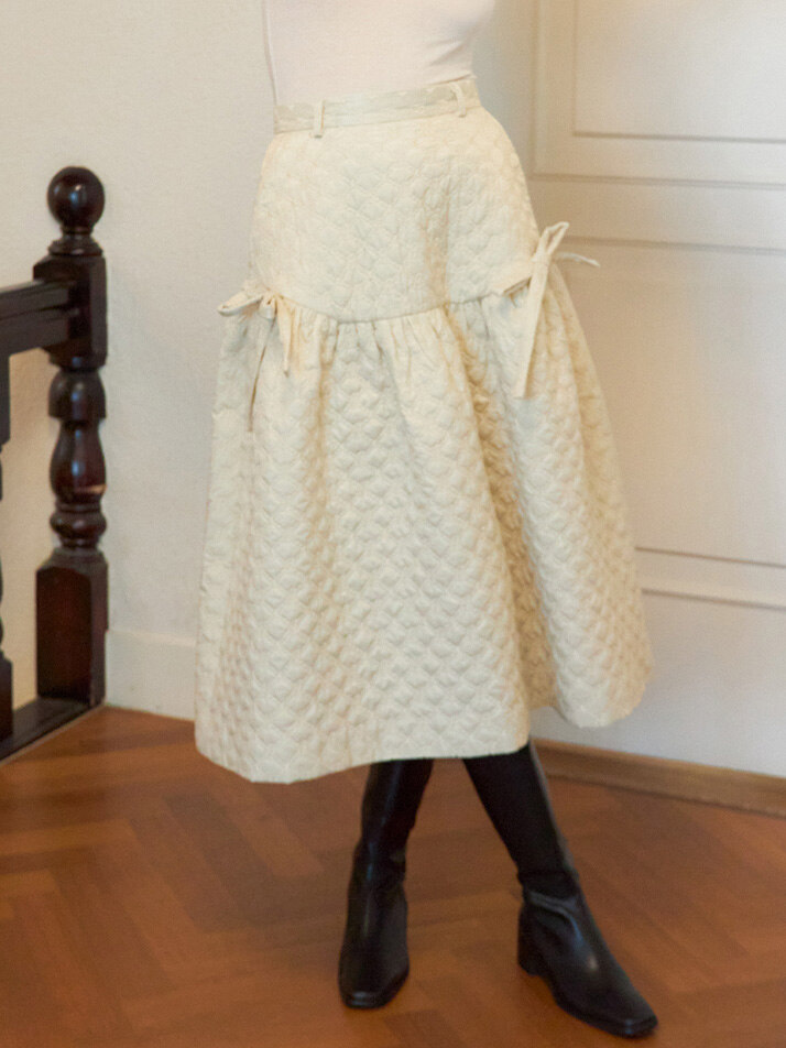 Ribbon Quilting Skirt_ Ivory