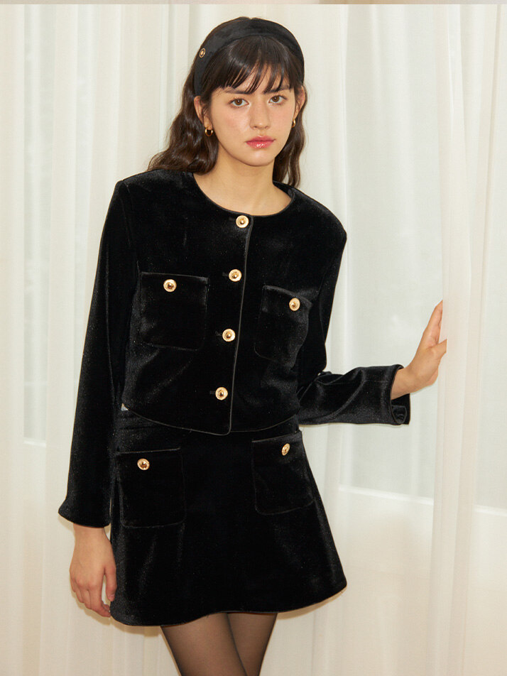 Classic Velvet Skirt_ Black