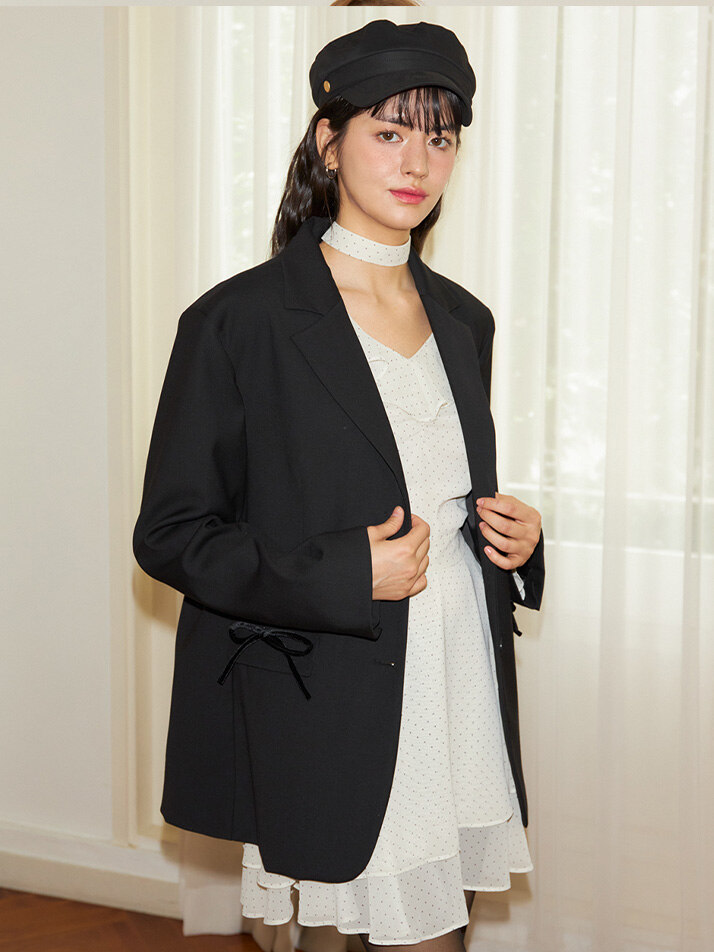 Ribbon Oversized Jacket_Black