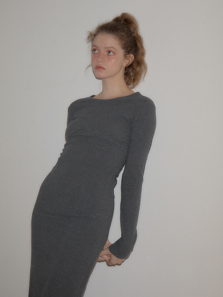 Line Point Basic Jersey Dresss_ Gray