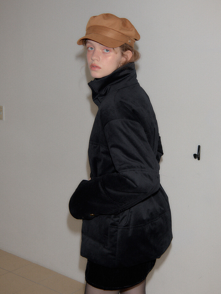 Suede Button Hat_ Camel