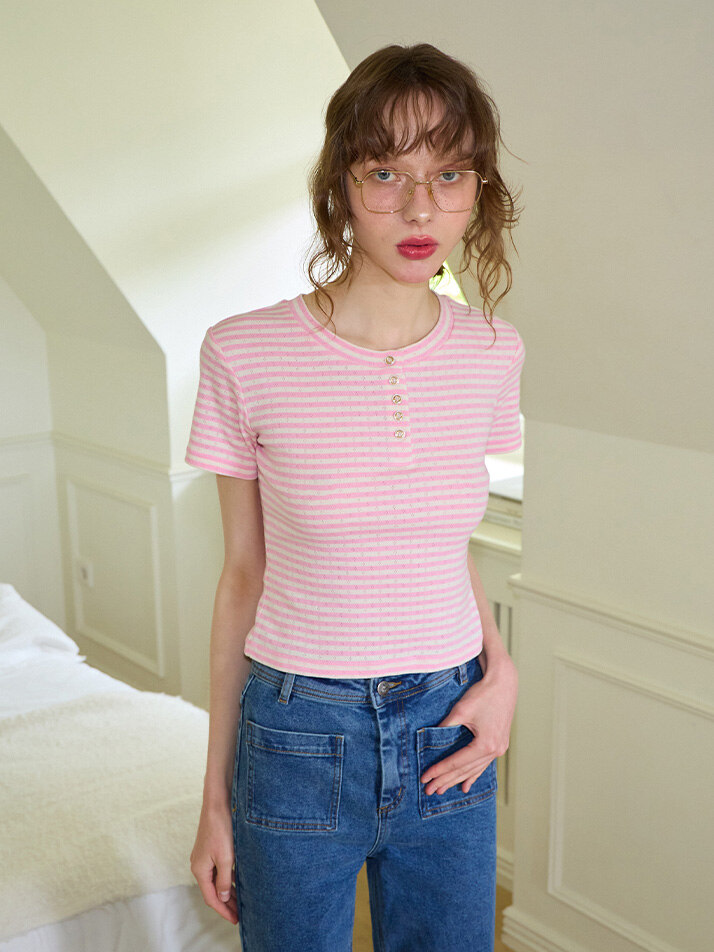 Punching Stripe T_ Pink