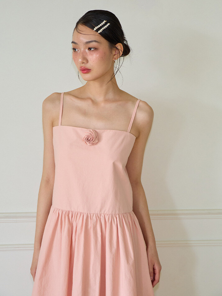 Corsage Mini Slip Dress_ Peach