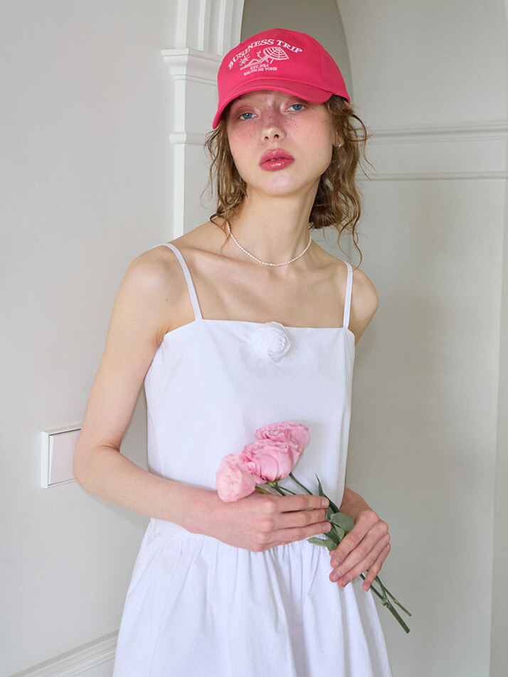 Corsage Mini Slip Dress_ White