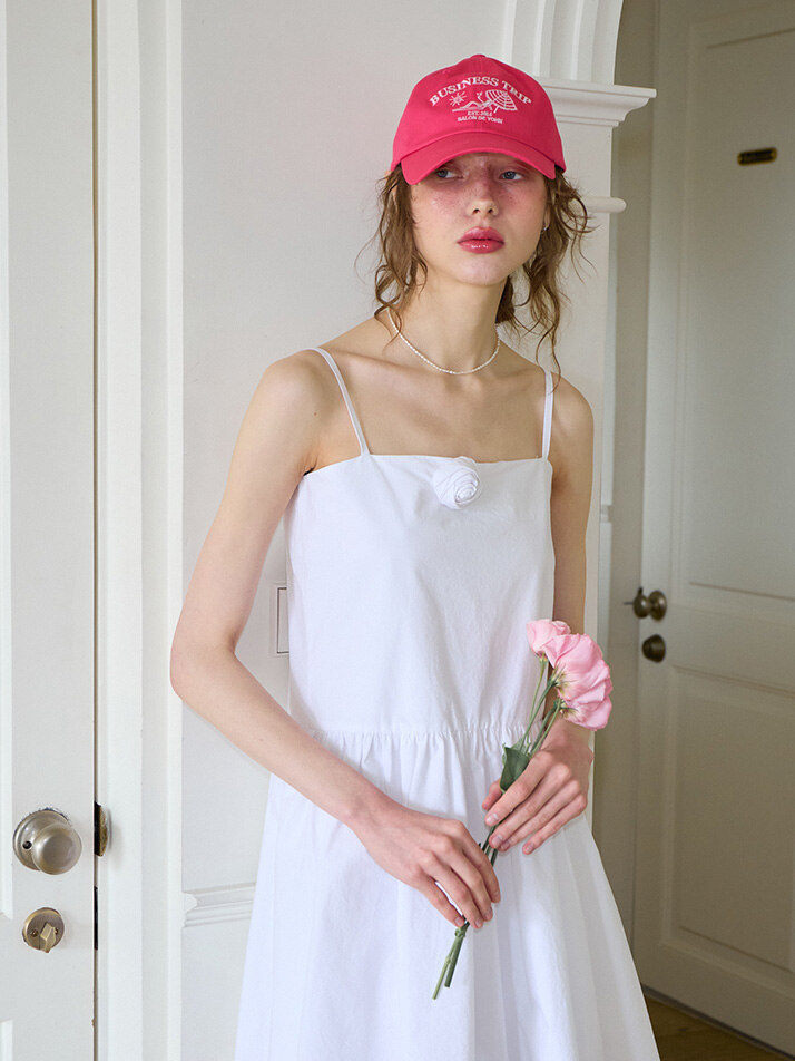 Corsage Mini Slip Dress_ White